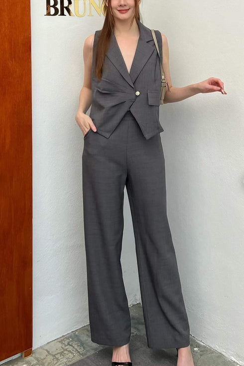 Women Casual V-Neck Vest With Trousers Sets